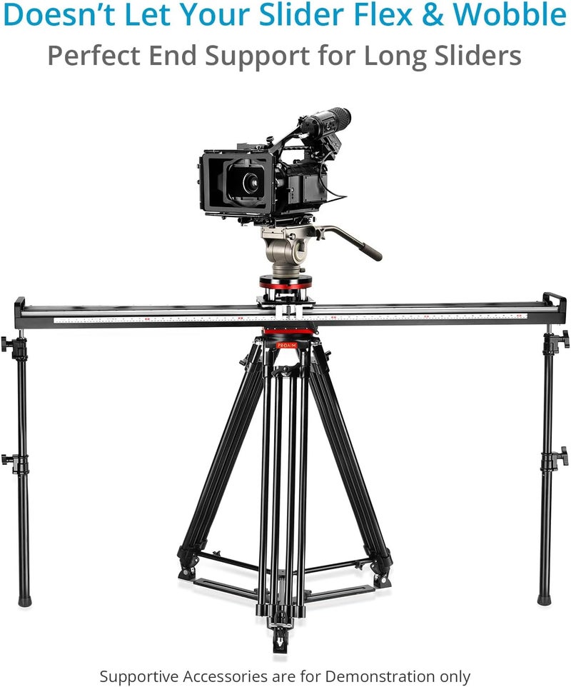 PROAIM 2-Stage Support Pole for Camera Sliders w 5/8” Baby Pin Receiver Ends. Prevents Slider Flex & Wobble, Telescopic w Easy Locking Knobs. Non-Slip Rubber Foot, up to 40kg/90lb Payload (P-SUPL-01) - Image 1